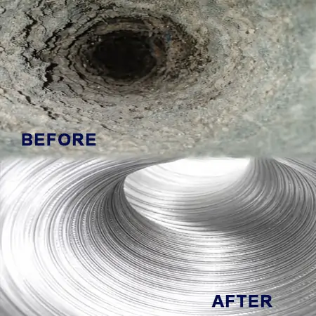 dryer vent cleaning before and after